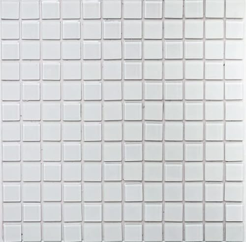 selbst"kle"bende Glasmosaik Mosaikfliese weiss matt Fliesenspiegel Küchenrückwand MOS200-4CM20 von MOSANI