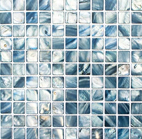 Perlmutt Mosaik Muschelmosaik blau grau Fliesenspiegel KüchenwandMOS150-SM2582 von MOSANI