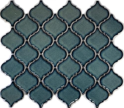 Florentiner Retro Vintage Mosaik Fliese Keramik blau gesprenkelt glänzend Wand Bad Küche WC - MOS13-0408 von MOSANI