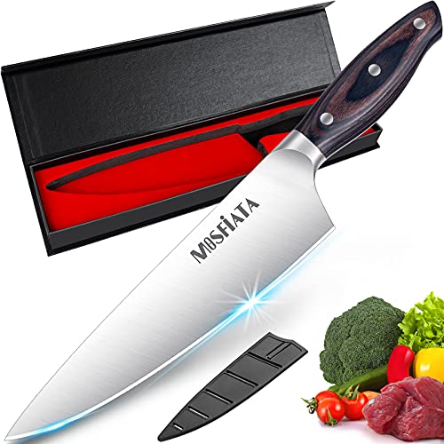 MOSFiATA Küchenmesser, Profi-Küchenmesser, Kochmesser mit Scheide, Edelstahl-Küchenmesser für Fleisch, Gemüse, Obst, Sushi – 20 cm von MOSFiATA