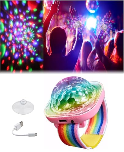 MOSFiATA Mini Discokugel Licht Klein Diskolicht Partylicht für Kinder Partys Veranstaltungen Auto, USB Wiederaufladbar, Lange Akkulaufzeit & Tragbar, Rosa von MOSFiATA