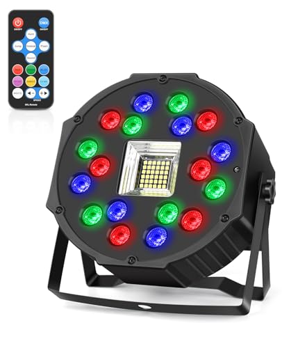 MOSFiATA Partylicht RGB LED Par Scheinwerfer Stroboskoplicht 2 in 1 Bühnenlicht Discolicht für Partys Disco DJ Hochzeiten Halloween Weihnachten von MOSFiATA