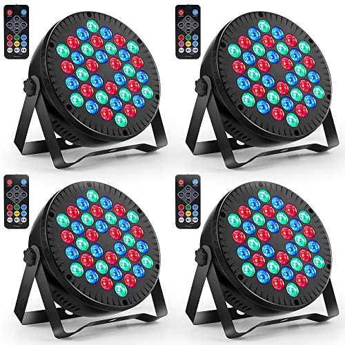 MOSFiATA Partylicht, Led Strahler RGB DJ Licht Party Beleuchtungen LED Par Bühnenlicht mit DMX-Schnittstelle und Fernbedienung, 4er Set von MOSFiATA