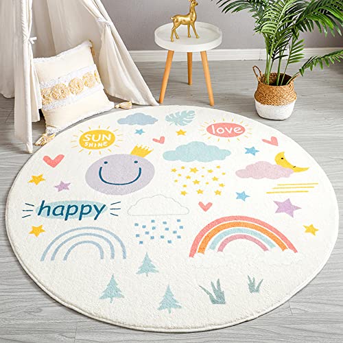 Kinderteppich Rund Waschbare Teppich Groß fürs Babyzimmer Kleinkinderzimmer Wohnzimmer Schlafzimmer Bereich Kinderteppiche Runden Teppiche Flauschige Matte Kinder Schutzmatten Kindermatte 100 cm von MOSHOINOT