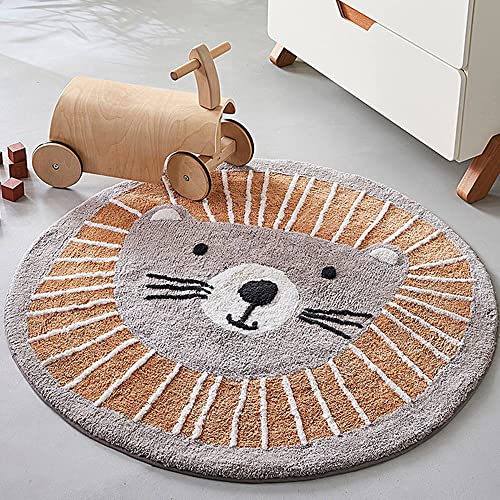 Kinderteppich Rund Waschbare Teppich Groß fürs Babyzimmer Kleinkinderzimmer Wohnzimmer Schlafzimmer Bereich Kinderteppiche Runden Teppiche Flauschige Matte Kinder Schutzmatten Kindermatte 120 cm von MOSHOINOT