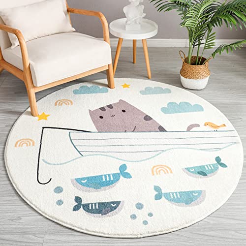 Kinderteppich Rund Waschbare Teppich Groß fürs Babyzimmer Kleinkinderzimmer Wohnzimmer Schlafzimmer Bereich Kinderteppiche Runden Teppiche Flauschige Matte Kinder Schutzmatten Kindermatte 120 cm von MOSHOINOT