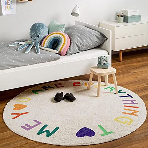 Kinderteppich Rund Waschbare Teppich Groß fürs Babyzimmer Kleinkinderzimmer Wohnzimmer Schlafzimmer Bereich Kinderteppiche Runden Teppiche Flauschige Matte Kinder Schutzmatten Kindermatte 120 cm von MOSHOINOT