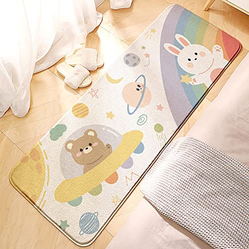 MOSHOINOT Bettvorleger Kinderzimmer Waschbar Läufer Teppich Rechteck Runner Modern Kinderteppich Waschbare für Babyzimmer Kleinkinderzimmer Schlafzimmer Kinderteppiche Teppiche Flauschige 60 x 160 cm von MOSHOINOT