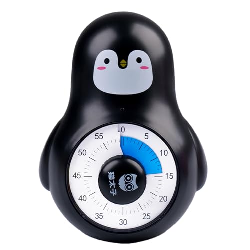 MOSHOU Visueller Timer wiederaufladbar, 60 Minuten Countdown-Timer Uhr für Kinder, leiser Küchentimer Kochen Pomodoro Timer, Zeitmanagement-Werkzeug für Büro, Meetings, Unterricht (schwarzer Pinguin) von MOSHOU