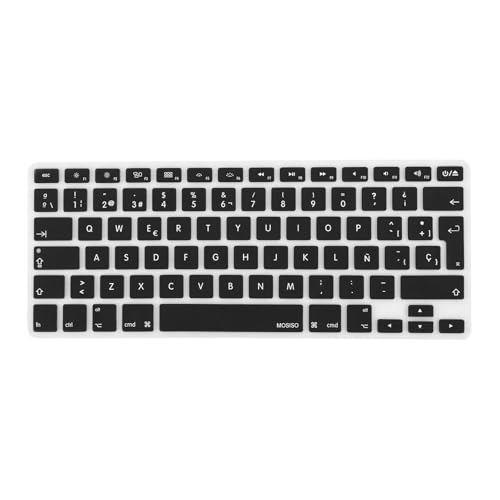 MOSISO EU/UK Tastaturschutz Kompatibel mit MacBook Air 13 Zoll A1466 A1369 2010-2017 & Kompatibel mit MacBook Pro 13/15 Zoll (mit/ohne Retina Display, 2015 oder älterer Version), Schwarz von MOSISO