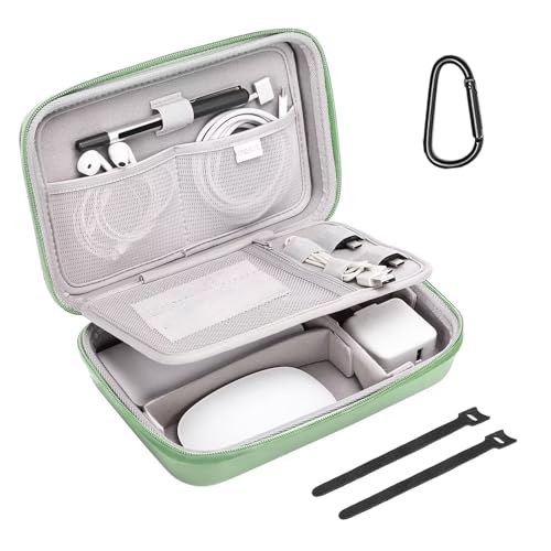 MOSISO Elektronik Organizer Reisen Tasche Kompatibel mit MacBook Netzteil,Kompatibel mit Magic Mouse&Pencil,SD Karte,USB Flash Disk mit 4 Modularer Einsatz & 2 Kabelbinder & Karabinerhaken,Grün von MOSISO