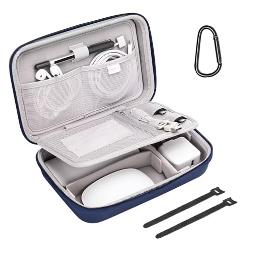 MOSISO Elektronik Organizer Reisen Tasche Kompatibel mit MacBook Netzteil,Kompatibel mit Magic Mouse&Pencil,SD Karte,USB Flash Disk mit 4 Modularer Einsatz & 2 Kabelbinder & Karabinerhaken,Marineblau von MOSISO