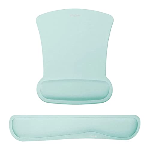 MOSISO Handgelenkauflagen für Mauspad&Tastatur Set,Ergonomisches Mauspad Rutschfester Boden Zuhause/Büro Schmerzlinderung&Easy Typing Kissen mit Neopren Tuch&Erhöhter Memory Schaum,Minzgrün von MOSISO