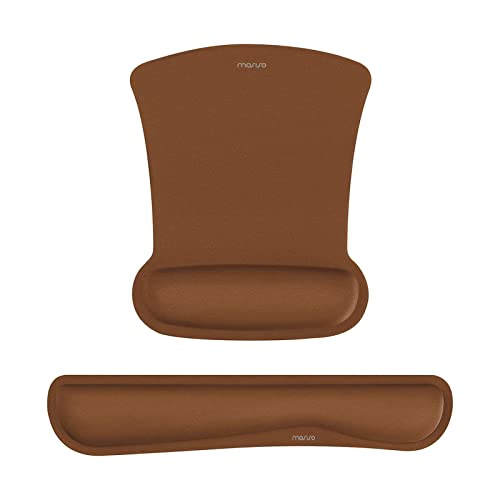 MOSISO Handgelenkauflagen für Mauspad&Tastatur Set,Ergonomisches Mauspad Rutschfester Boden Zuhause/Büro Schmerzlinderung&Easy Typing Kissen mit Neopren Tuch&Erhöhter Memory Schaum,Braun von MOSISO