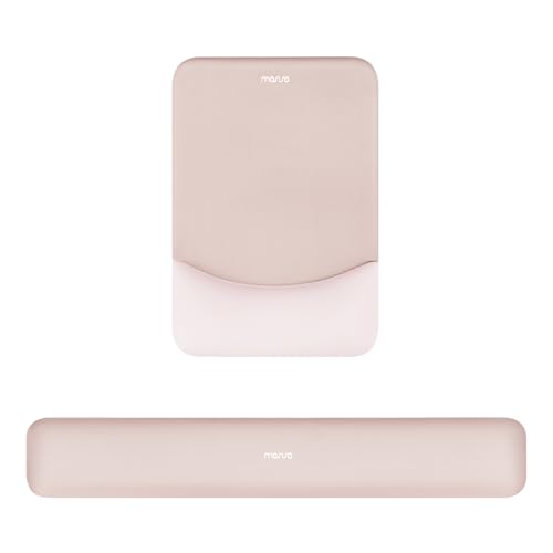 MOSISO Handgelenkstütze für Mauspad&Tastatur Set, Rechteckig Ergonomisch Mauspad Rutschfest Basis Home/Büro Schmerzlinderung&Typing Kissen mit Neopren Cloth&Erhöht Gebogen Memory Schaum,Aprikose von MOSISO