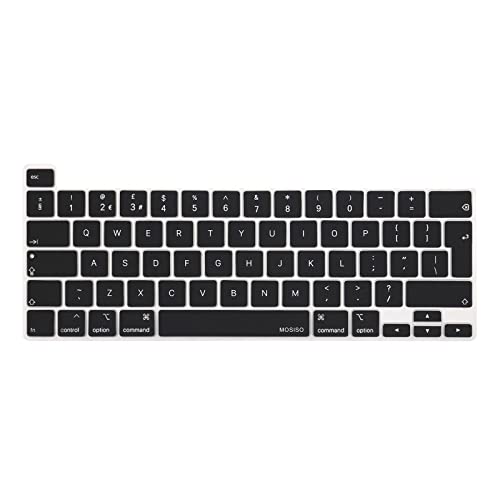 MOSISO Tastaturschutz Kompatibel mit MacBook Pro 13 Zoll 2024-2020 M2 M1 A2338 A2289 A2251, Kompatibel mit MacBook Pro 16 Zoll 2020 2019 A2141 Touch ID, Schützende Silikonhaut, Schwarz von MOSISO