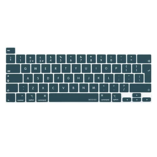 MOSISO Tastaturschutz Kompatibel mit MacBook Pro 13 Zoll 2024-2020 M2 M1 A2338 A2289 A2251, Kompatibel mit MacBook Pro 16 Zoll 2020 2019 A2141 Touch ID, Schützende Silikonhaut, Deep Teal von MOSISO