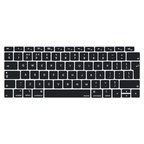 MOSISO Tastaturschutz Kompatibel mit MacBook Air 13 Zoll 2019 2018 A1932 mit Retina Display & Touch ID, Wasserdicht Staubgeschützt Schützende Silikon Schutzhülle, Schwarz von MOSISO