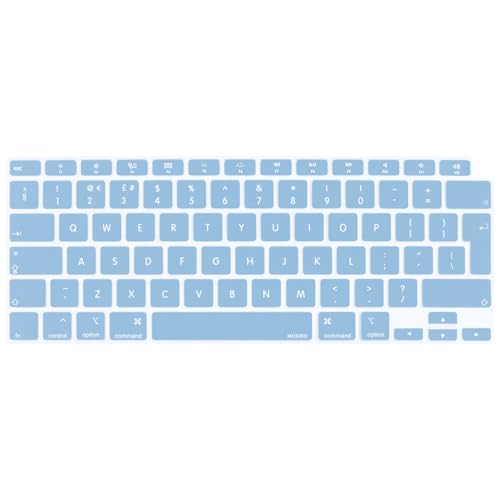 MOSISO Tastaturschutz Nur Kompatibel mit MacBook Air 13 Zoll 2022 2021 2020 A2337 M1 A2179 Von Hinten Beleuchtet mit Retina Display&Touch ID,wasserdichte Staubdichte Silikonschutzhaut,Airy Blau von MOSISO