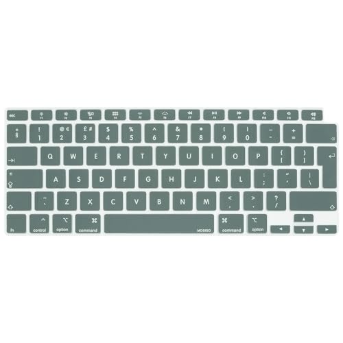 MOSISO Tastaturschutz Nur Kompatibel mit MacBook Air 13 Zoll 2022 2021 2020 A2337 M1 A2179 Von Hinten Beleuchtet mit Retina Display&Touch ID,Wasserdichte Staubdichte Silikonschutzhaut,Mitternacht Grün von MOSISO
