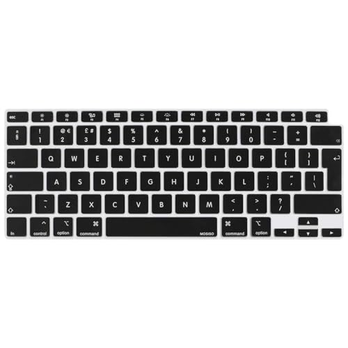 MOSISO Tastaturschutz Nur Kompatibel mit MacBook Air 13 Zoll 2022 2021 2020 A2337 M1 A2179 Von Hinten Beleuchtet mit Retina Display&Touch ID,wasserdichte Staubdichte Silikonschutzhaut,Schwarz von MOSISO