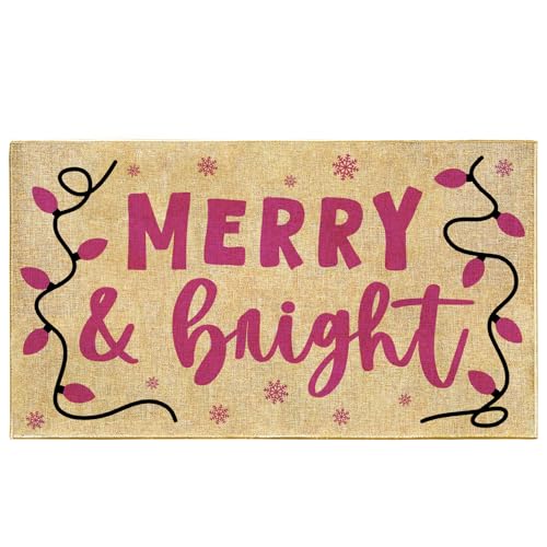 Fußmatte mit Aufschrift "Merry and Bright Christmas", für drinnen und draußen, rutschfest, waschbar, Willkommens-Teppich, Vor- und Hintertür Fußmatte mit Aufschrift "Merry and Bright Christmas", für drinnen und draußen, rutschfest, waschbar, Willkommens-Teppich, Vor- und Hintertür von MOSITU