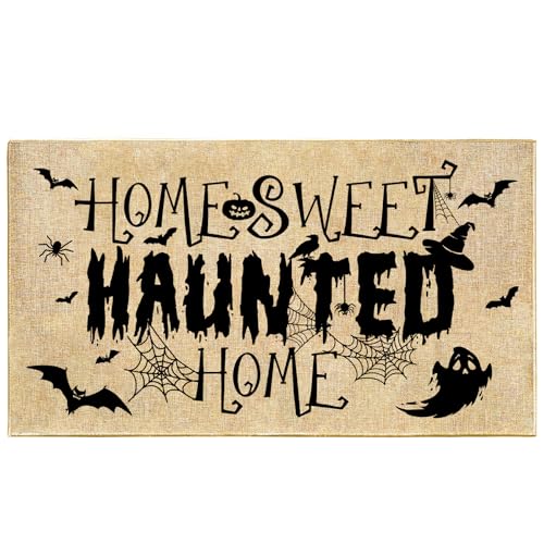 Fußmatte mit Halloween-Motiv, Eingangsmatte für drinnen und draußen, Zuhause, süßes Spukhaus, Fußmatte, für den Innen- und Außenbereich, Teppich für Eingangsbereich, Flur, Veranda, Terrasse Fußmatte mit Halloween-Motiv, Eingangsmatte für drinnen und draußen, Zuhause, süßes Spukhaus, Fußmatte, für den Innen- und Außenbereich, Teppich für Eingangsbereich, Flur, Veranda, Terrasse von MOSITU