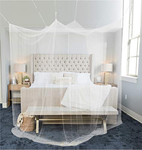 Moskitonetz Doppelbett 210x210x220cm 8 Aufhängepunkte m. Klebehaken - Mückennetz Bett für Einzelbett & Doppelbett mit 2 Öffnungen für leichten Einstieg - Himmelbett Vorhang als Bett Mückenschutz von MOSMO