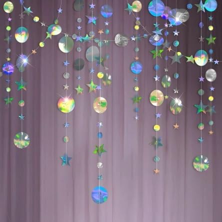 6 Stück 4M Iridescent Glitzer Papier Circle Dots Girlande, 78 Ft Bunt Glitzer Runde Dots Dekoration für Party Deko, Geburtstag, Hochzeitsdeko, Discokugel Deko 6 Stück 4M Iridescent Glitzer Papier Circle Dots Girlande, 78 Ft Bunt Glitzer Runde Dots Dekoration für Party Deko, Geburtstag, Hochzeitsdeko, Discokugel Deko von MOSNOW