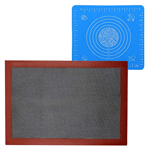 MOSNOW Silikon Backmatte Backunterlage Silikon Teigunterlage Wiederverwendbar Rutschfestes Silikonmatte Baking Mat Dauerbackmatte ​für Macarons, Hamburger, Kuchen, Pizza von MOSNOW