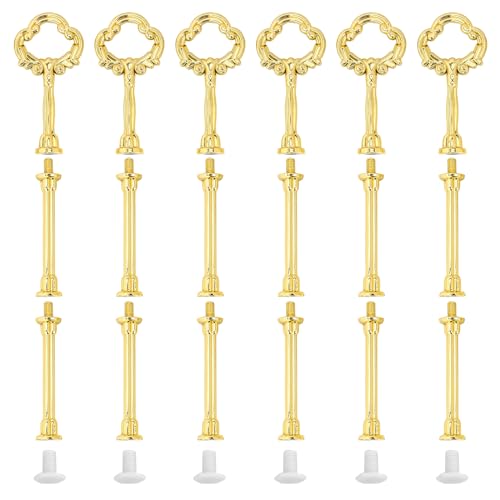 MOSTEDE Etageren Stangen Set 6 Sets Gold Etagere Bausatz Metallstange Mittellochausstech Stangen 2 Bis 3 Etage Für Hochzeitstorte Etagere Tortenständer Tortenhalter von MOSTEDE