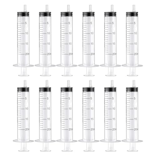 12 Stück 20ml Spritze, Steril Spritzen mit Deckel Kunststoff Spritze zum öl Bremsflüasigkeit, Wiederverwendbare Plastik Spritze zum Kleine Haustierfütterung Motoröl oder Bremsflüssigkeit von MOSTFUN