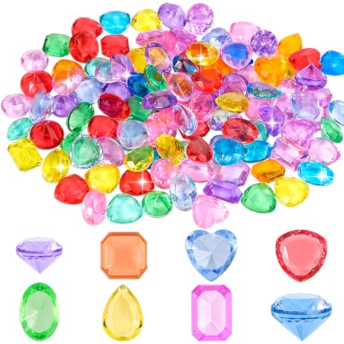 MOSTFUN Acryl Diamanten Kinder, 120 Stück Edelsteine für Kinder, Diamanten Buntkristalle Kinder, Diamantkristalle Transparent Edelsteine für Hochzeit Kindergeburtstag DIY Vasen Tischdeko von MOSTFUN