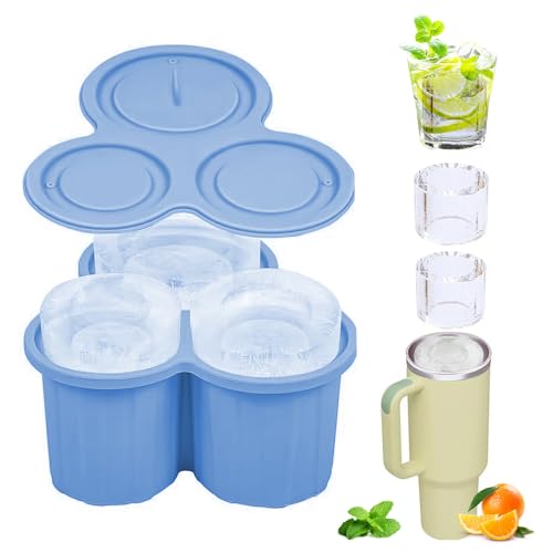 MOSTFUN Eiswürfelform Silikon für Stanley Cup, 3-in-1 Wiederverwendbare Eiswürfelform mit Deckel, für 20-40oz Becher, Eiswürfelbehälter aus Silikon, zur Kühlung von Cocktails, Whiskey, Saft von MOSTFUN