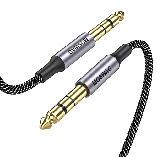 MOSWAG 6.35mm Gitarre Audio Kabel 1M, 6.35mm auf 6.35mm Klinke Audio Kabel Nylon Geflochten für E-Gitarre, Elektronisches Klavier, Bassverstärker, Bass, Tasteninstrumen etc von MOSWAG