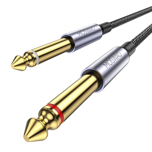 MOSWAG Audio Instrumentenkabel, 3M 1/4 Zoll TS auf 1/4 Zoll Instrumentenkabel Professionelle nylongeflochtene Instrumentenkabel für E-Gitarre, Bass, Keyboard, Mischpult, Verstärker, Amp, Lautsprecher von MOSWAG