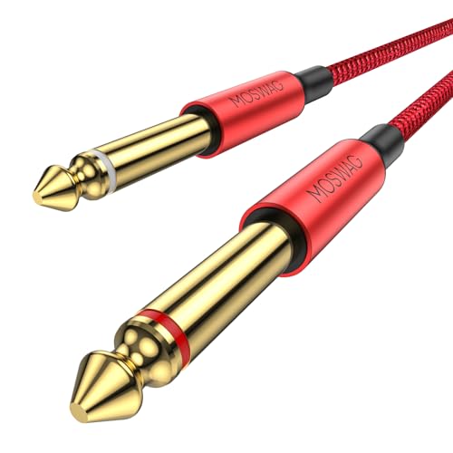 MOSWAG Instrumentenkabel, 2M 1/4 Zoll gerades Instrumentenkabel 6.35mm zu 6.35mm Audio Professionelles Gitarrenkabel Kompatibel mit Gitarre, Bass, Verstärker, Keyboard, Schlagzeug von MOSWAG