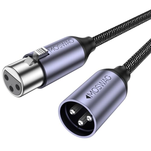 MOSWAG Mikrofonkabel 5M, XLR Stecker auf XLR Buchse Kabel, Balanced 3 Pin XLR Mikrofonkabel kompatibel mit Mikrofonmischer, Mikrofon, Aufnahmestudio, Behringer, Lautsprechersysteme von MOSWAG