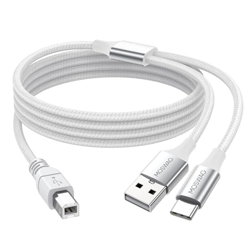 MOSWAG USB 2in1 5M Druckerkabel mit USB C zu MIDI Kabel Druckerkabel, USB C zu MIDI Kabel, Kabel, Kompatibel mit Musikinstrument, Klavier, MIDI Keyboard, Mikrofon von MOSWAG