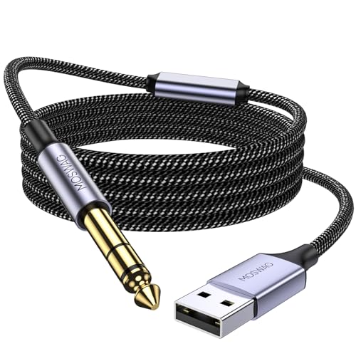 MOSWAG USB auf 4/1 Zoll Audio Kabel, USB auf 1/4 male TRS Audio Stereo Kabel für externes Mikrofon, Gitarre, Bass, Lautsprecher, etc. von MOSWAG