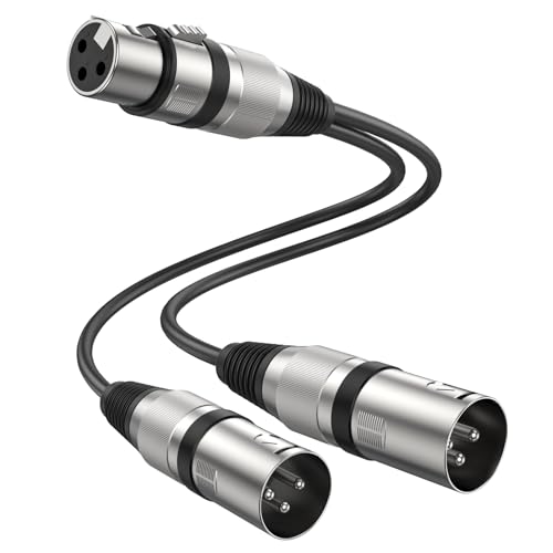 MOSWAG XLR Y Splitter Weiblich zu 2 Männlich, (0.25M / 0.82Fuß) 3 Pins Weiblich zu Doppelten Männlichen Ausgewogenen Splitter Kabel mit PVC für Mixer/Verstärker/Patch Buchten von MOSWAG