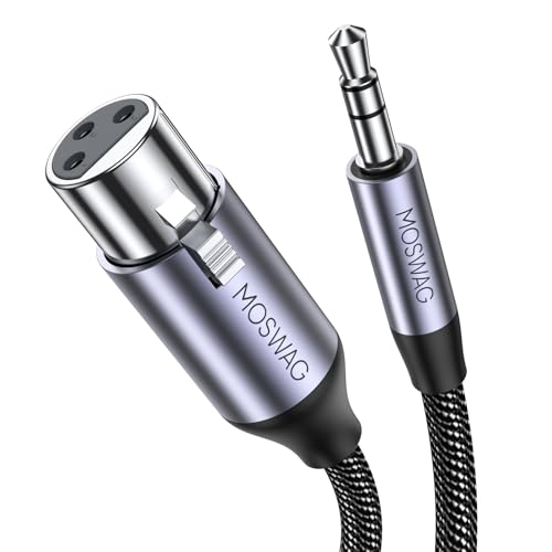 MOSWAG XLR auf klinke 3,5mm Mikrofonkabel, 3.5mm TRS zu XLR weibliches 3 Pin Mikrofonkabel kompatibel mit Lautsprecher, Mikrofon (2M) von MOSWAG