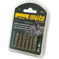 Set mit 6 Bits ph 1-2-3, pz 1-2-3 x 25mm Mota Werkzeuge 39186 von MOTA
