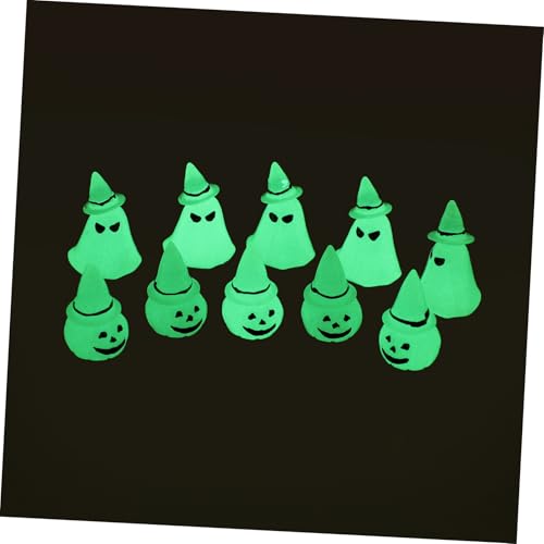 MOTHNUR 10 Stück Teiliges Resin Halloween Party Deko Leuchtende Kürbis und Nachtlicht Ornamente Zufällige Varianten Gruselige Tisch und Außendekoration für Halloween Feier von MOTHNUR