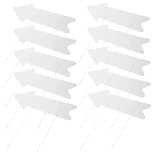 MOTHNUR 10 Stück Teiliges Wetterfeste Leere Kunststoff pfeilschilder mit Erdspieß Beschreibbar Praktische Gartenschilder für DIY Außenbereich Rasenhinweis für Hochzeit Party Werbung von MOTHNUR