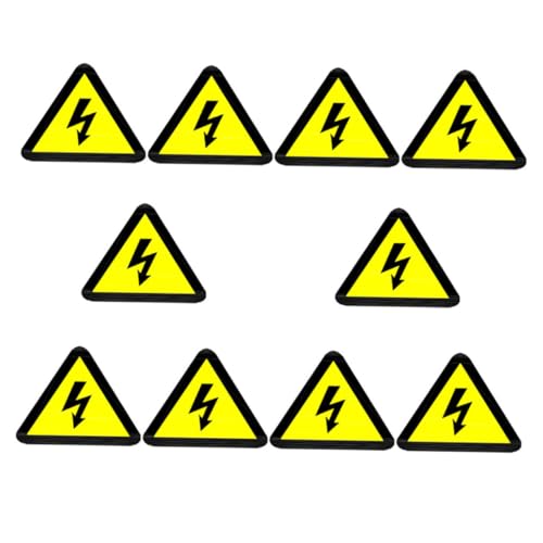 MOTHNUR 10 Stück Warnaufkleber Elektrische Spannung Dreieckig Hochtemperaturbeständig Selbstklebend Für Elektroanlagen Schutz vor Stromschlag Sicherungskennzeichnung Gelb von MOTHNUR