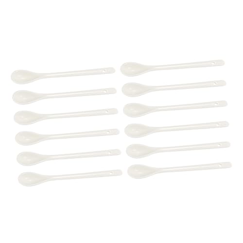 MOTHNUR 12 Stück Teiliges Keramische Kaffeelöffel mit Langem Stiel Glatte Porzellan Dessertlöffel Lang Spülmaschinenfest zum Rühren von Kaffee Eiscreme und Getränken von MOTHNUR