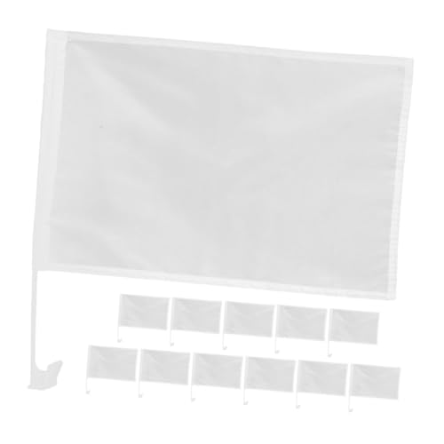 MOTHNUR 12 Stück Teiliges Weiße Blanko handfahnen mit Fahnenstangen DIY Auto Fenster Dekorationsflaggen Einfach zu Montieren Vielseitig für Festival Werbung Sportveranstaltungen von MOTHNUR