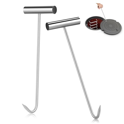 MOTHNUR 2 Stk. Teiliges Edelstahl-mannlochdeckel-haken mit Rutschfester Oberfläche Ergonomischer Griff Robustes Hebewerkzeug für Abfluss Rolltore Lang Schwerlastfähig von MOTHNUR