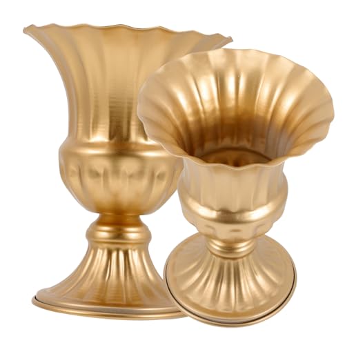 MOTHNUR 2 Stück Dekorative Grabvase Eisen Edle Urn Pflanzgefäße für Friedhof Stilvolle Memorial Blumenvase für Grabgestaltung Wetterfest Geeignet für Frische und Künstliche Blumen von MOTHNUR